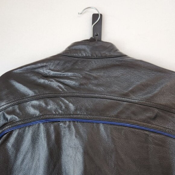 Wilsons Leather Jacket Black M. Julian Bomber Jacket Blue Stripe Men's L - Picture 7 of 10